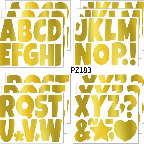 Waterproof Vinyl Alphabet Letter Stickers For Classroom Bulletin Board Self-Adhesive Metallic Large English Letters Symbols Decals Kit For Chalkboard DIY Home Wall Crafts Decoration