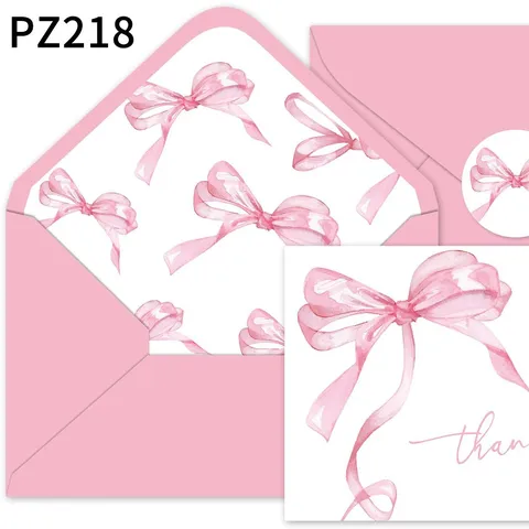 Tarjetas de Agradecimiento Lazo Acuarela Con Sobres Pegatinas Estilo Escrito a Mano Tarjetas de Notas en Blanco Para Boda Negocios Fiesta