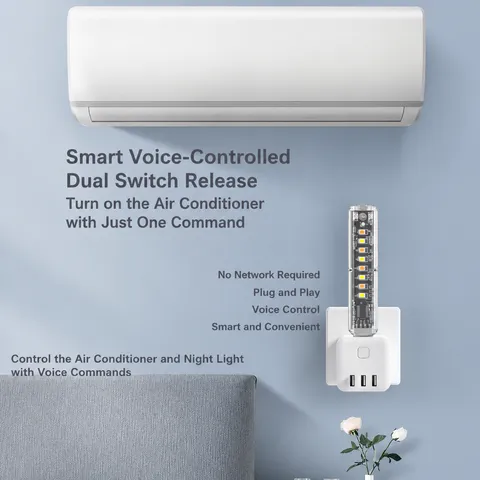 Smart Voice Control Air Conditioner Companion USB Night Light Portable LED Bedside Lamp Electronic Remote Control