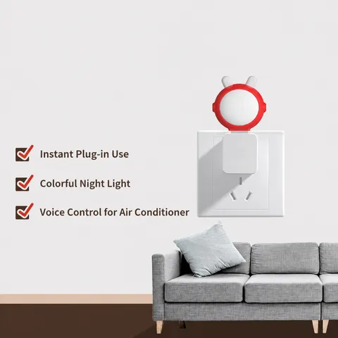 USB Smart Voice Control Air Conditioner Companion Night Light Cute Rabbit Plug In Bedside Lamp For Home Bedroom