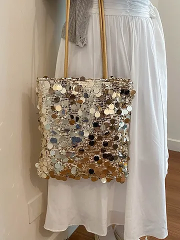 Women Fashion Sequin Tote Bag PU Leather Leopard Print Shoulder Bag Urban Minimalist Casual Daily Handbag For Women