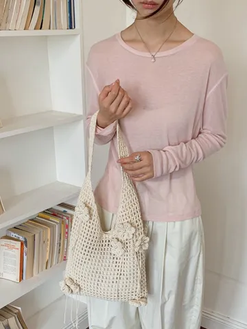 Damen Handgewebte Blumen Tote Tasche Ausgehöhlt Häkeln Umhängetasche Literarisch Künstlerisch Off-White Khaki Urlaub Tasche