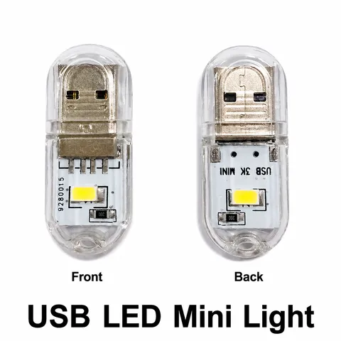 Mini USB LED Light Portable USB Night Light Transparent Shell PC Copper USB Plug Lamp For Outdoor Camping Home Desk Reading