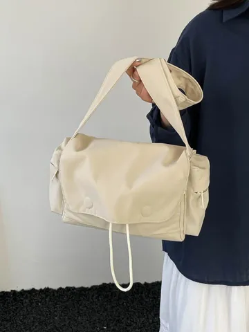Japanischer Stil Mode Einfache Segeltuch Umhängetasche Große Kapazität Einfarbig Casual Sport Schulter Umhängetasche Für Damen Herren Täglich
