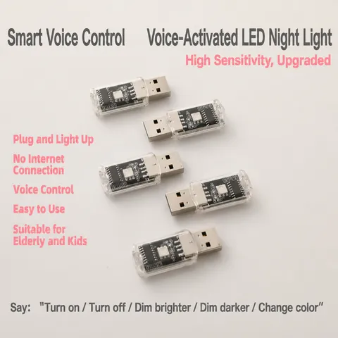Mini Luce Notturna LED USB Controllo Vocale Intelligente Portatile Plug And Play Illuminazione Ambientale Per Camera Decorazione Lampada
