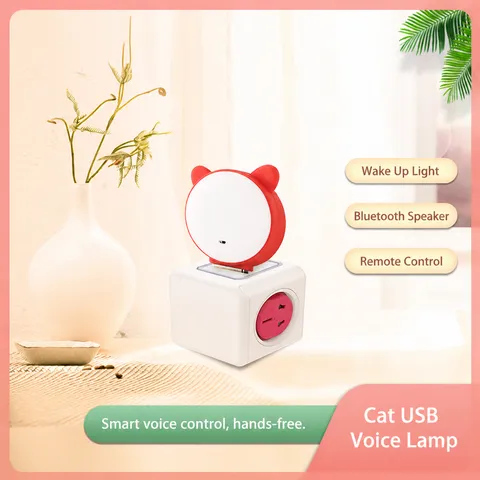 Mini Luce Notturna Intelligente Controllata a Voce USB Design Orecchio di Gatto Carino Lampada d'Ambiente LED Decorazione di Illuminazione da Comodino Portatile