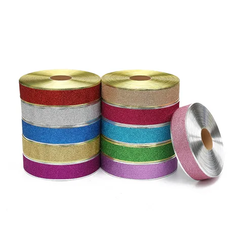 Glitter Ribbon With Metallic Edge For Christmas Tree Decoration Birthday Cake Box Packaging Wedding Party Festive Ornament Gift Wrapping