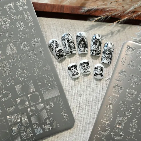Piastra per Stamping Unghie in Acciaio Inossidabile TG-011 Design Graffiti Manga di Strada Motivi a Esplosione Incisi per Nail Art DIY