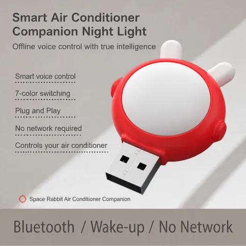 USB Voice Controlled Air Conditioner Companion Smart Night Light Cute Rabbit Design Mini Home Appliance Plug In