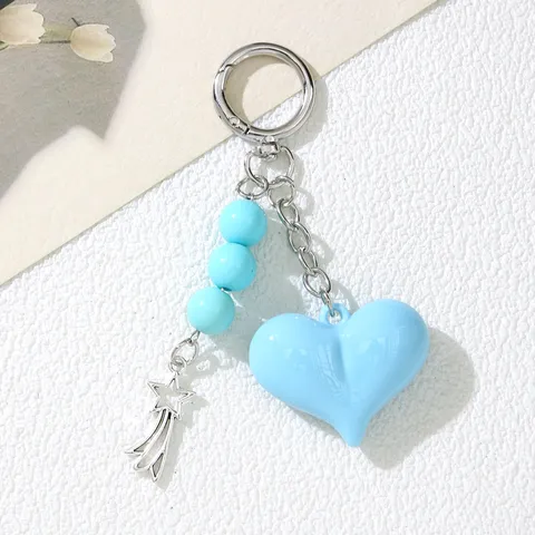Ins Style Acrylic Heart Keychain Sweet Cool Bag Pendant Heart Shape Hanging Decoration For Couples Friends Women Gift