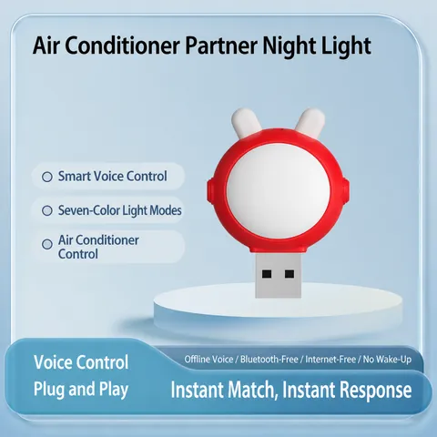 USB Voice Controlled Air Conditioner Companion Smart Night Light Cute Rabbit Design Mini Home Appliance Plug In