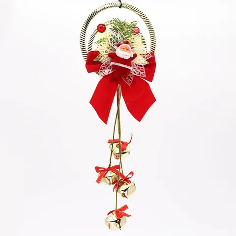 Christmas Tree Ornament Santa Claus Jingle Bell Hanging Decoration For Holiday Party Home Decor Festive Red Gold Pendant