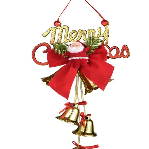 Christmas Bell Hanging Ornament Santa Claus Bowknot Jingle Bells For Christmas Tree Holiday Home Party Decoration