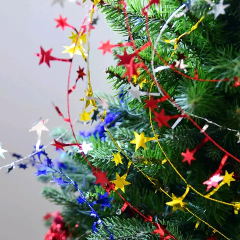 Guirnalda de Navidad de Lentejuelas de Estrella Alambre de Hierro Cinta de Estrella Colorida para Árbol de Navidad Fiesta Hogar Decoración DIY