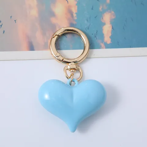 Fashion Acrylic Heart Keychain Korean Style Girly Bag Pendant Car Keyring Accessories Black Yellow Blue Pink Purple Green