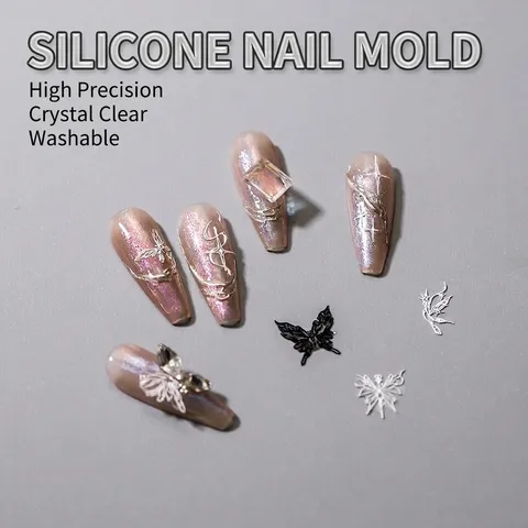 3D Silicone Nail Art Mold Butterfly Star Gothic Alphabet Shapes High Transparent DIY Manicure Decor Tool For Salon Home Use