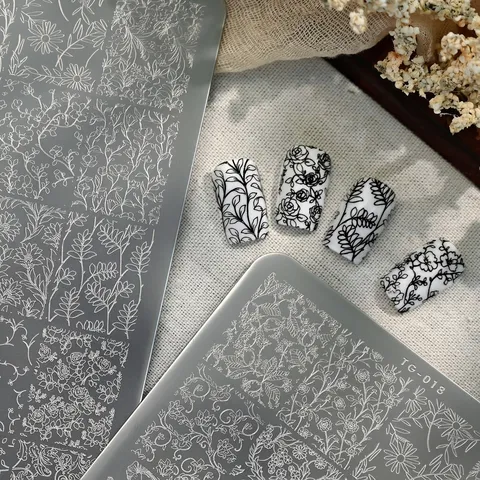 Professional Stainless Steel Nail Art Stamping Plate TG-018 Minimalist Flower Botanical Vine Patterns DIY Manicure Decoration Tools