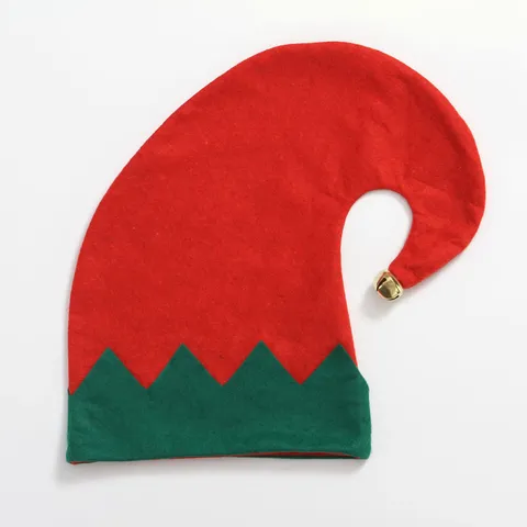 Cappello da Elfo di Natale Con Campanelli Rosso Verde Colore a Contrasto Velluto Tessuto Non Tessuto Cappello da Elfo per Adulti Bambini Festa Cosplay Accessori