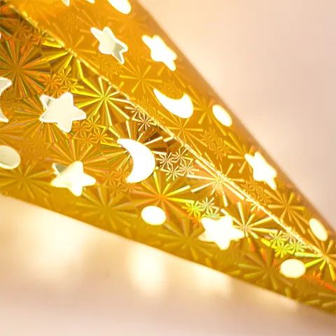 Decoración Colgante de Navidad Estrella Láser de Cinco Puntas Calado Papel 3D Adorno para Fiesta Boda Escenario