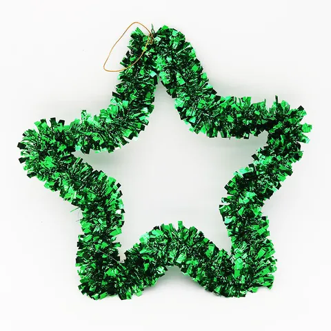 Christmas Star Tinsel Garland Hanging Ornament PVC Iron Wire Five-Pointed Star Festive Holiday Window Decoration