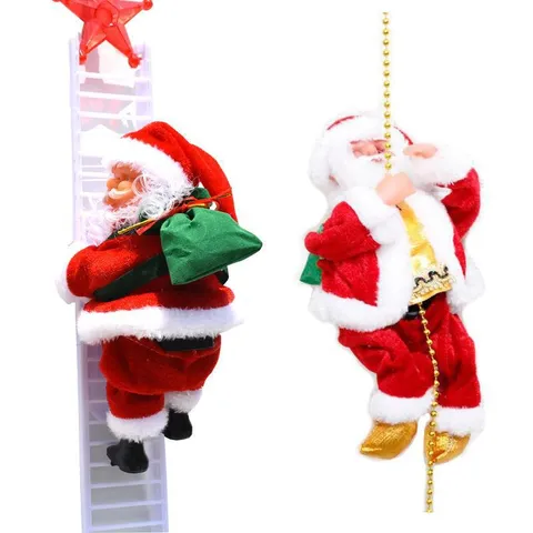 Elektrische Klimmende Kerstman Muzikaal Figuur Ornament Voor Kerstboom Huis Feestdecoratie Bewegende Pop Cadeau