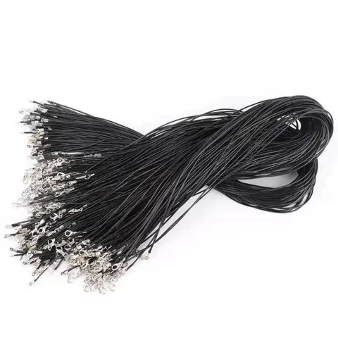 Handmade Black Wax Cord Necklace For DIY Jewelry Making Lobster Clasp Synthetic Leather Cord Minimalist Pendant Necklace