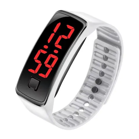 Montre Électronique Numérique LED pour Enfants Étudiants Hommes Femmes Bracelet de Sport Montre-Bracelet en Plastique Silicone