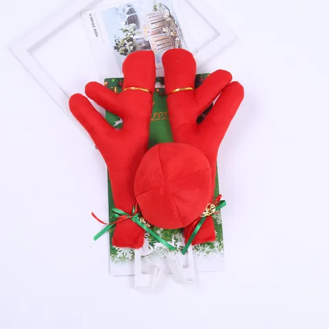 Christmas Reindeer Car Antlers Decoration Set Brushed Fabric Plush Antlers With Red Nose Bells Bows Festive Holiday Vehicle Accessories