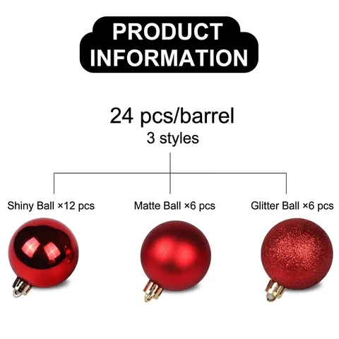 Electroplated Plastic Christmas Balls Set Shiny Matte Glitter Christmas Tree Hanging Ornaments For Holiday Party Home Decor
