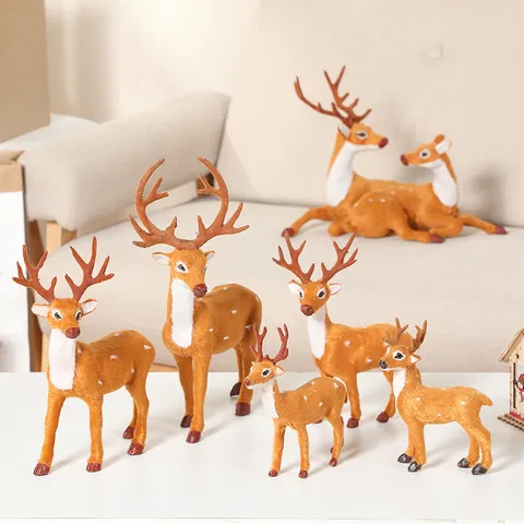 Renne de Noël Simulation Cerf Ornement Mini Statue d'Élan pour Bar Boulangerie Maison Centre Commercial Décoration Arbre de Noël