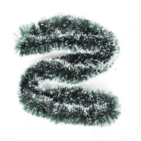 Guirnalda de Oropel Navideña Festiva para Decoración de Árbol de Navidad Fiesta Hogar Ornamento Verde Oscuro Blanco Verde Borde Cinta