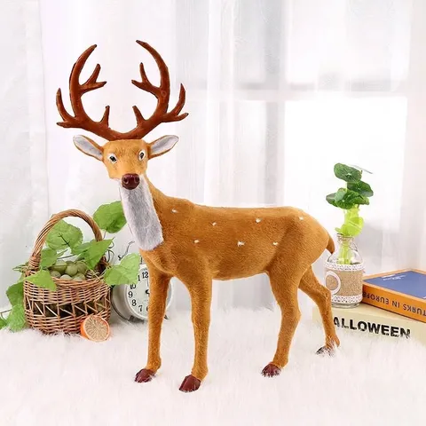 Simulación Ciervo Sika Adorno de Navidad Peluche Reno Figurita Para Decoración Hogar Fiesta Escena Diseño Escaparate Exhibición