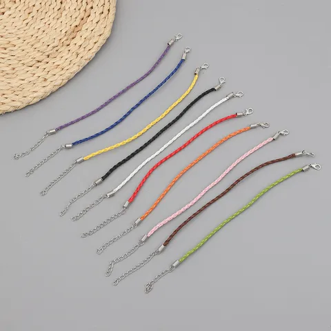 Handgeflochtene Koreanische Wachskordel Armbandseil Mit Karabinerverschluss Aus Legierung Und Verlängerungskette Für DIY Schmuckherstellung