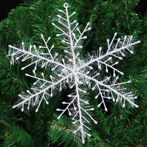 Copos de Nieve de Plástico Cepillado Adornos para Árbol de Navidad Colgantes Irisados Decoración Navideña para Ventanas Hotel Casa
