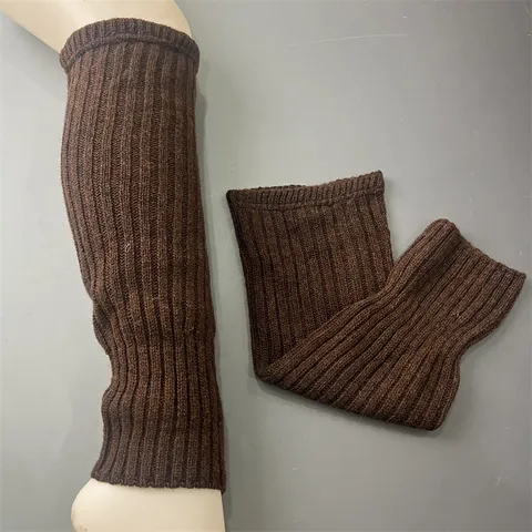 Women Merino Wool Solid Color Vertical Striped Knit Slouch Socks Thermal Casual Long Tube Winter Fashion Socks