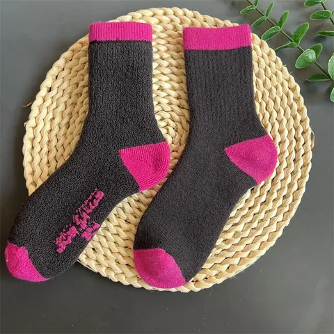 Women's Merino Wool Thickened Warm Thermal Sports Casual Crew Socks Striped Colorblock Winter Socks