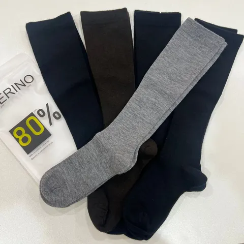 Women Merino Wool Compression Over The Knee Socks Warm Winter High Long Stockings Four Season Casual Leg Socks