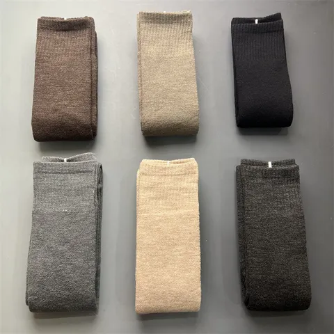 Women Winter Thickened Merino Wool Socks Solid Color Thermal Terry Long Boot Socks Warm Casual Fashion Footwear