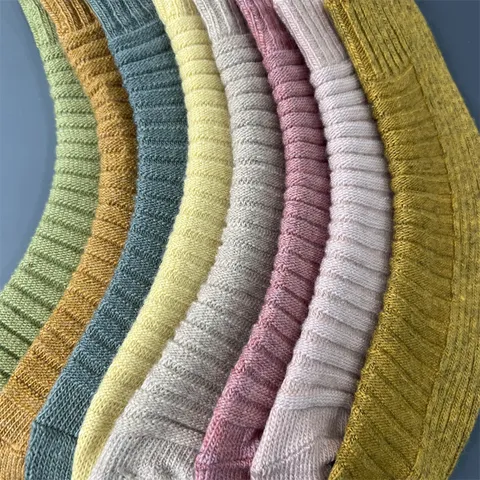 Women Merino Wool Socks Candy Color Double Needle Fashion Casual Mid Tube Socks Daily Winter Warm Hosiery