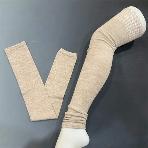 Merino Wool Warm Anti-Slip Long Tube Socks For Women Winter Solid Color Thickened Thermal Slouch Socks Leg Warmers