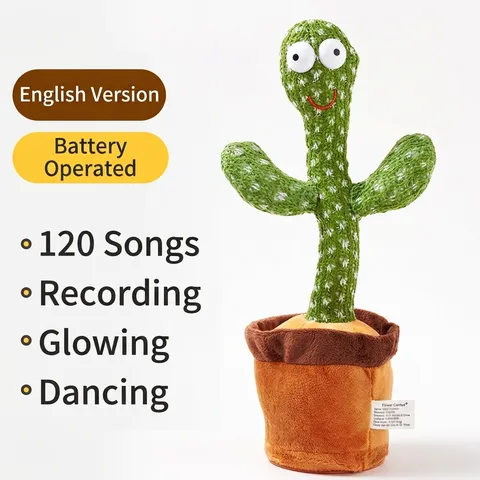 Dancing Cactus Plush Toy Interactive Talking Toy With Recording Musical Functions Wriggle Singing Glowing Cactus Toy Fun Desk Decor Kids Gift