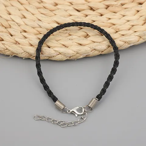 Handgeflochtene Koreanische Wachskordel Armbandseil Mit Karabinerverschluss Aus Legierung Und Verlängerungskette Für DIY Schmuckherstellung