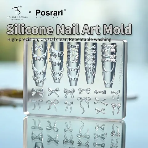 3D Silicone Nail Art Mold Balletcore Bow Ribbon Embossed MJ-012 DIY Manicure Tool Professional Salons Decoration