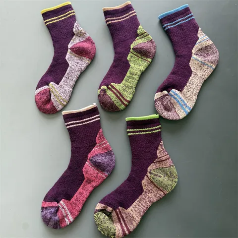 Merino Wool Thickened Thermal Hiking Sports Skiing Socks For Women Breathable Comfortable Athletic Crew Socks
