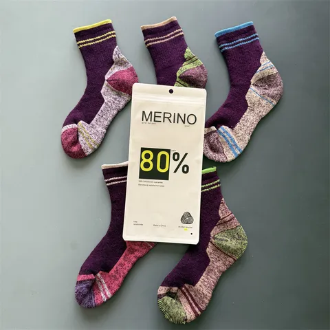 Merino Wool Thickened Thermal Hiking Sports Skiing Socks For Women Breathable Comfortable Athletic Crew Socks
