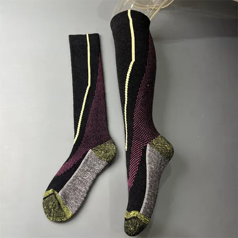 Unisex Merino Wool Ski Socks Thickened Thermal Long Tube Hiking Socks For Winter Outdoor Sports Warm Cushion Socks