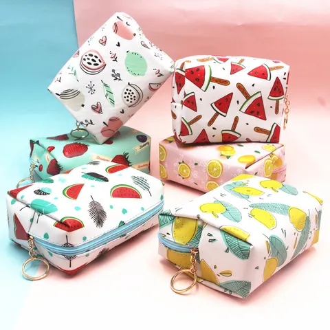 Neceser de Maquillaje Coreano Creativo con Estampado de Frutas Gran Capacidad Cuero Sintético Impermeable Bolsa de Viaje Mujer