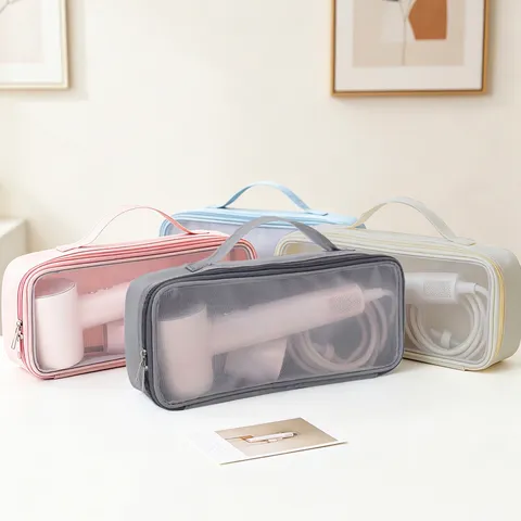 Borsa Porta Asciugacapelli Portatile Con Finestra in Mesh Custodia da Viaggio per Arricciacapelli Piastra Organizer per Styling