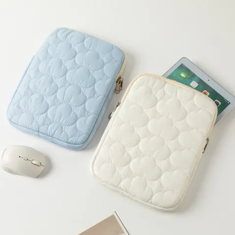 Borsa per Laptop Trapuntata con Ricamo a Nuvola in Stile Coreano per iPad da 11 13 15 Pollici Custodia Protettiva Morbida in Poliestere