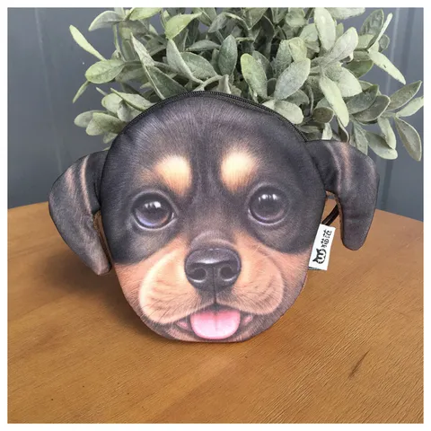Portamonete Creativo a Forma di Testa di Cane Stampa 3D Simpatico Animale Con Cerniera Custodia in Poliestere Mini Portafoglio Chiave Carta Borsa per Quotidiano